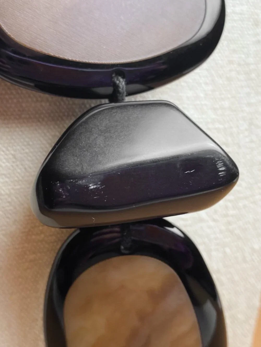 Lafayette 148 New York Large Faux Horn Pebble Modernist Pendant Leather Necklace